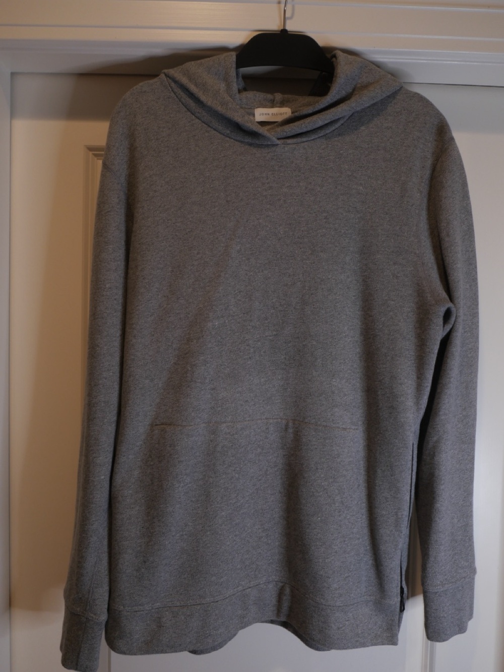 John Elliott Heather Grey Pullover Hoodie side zippers